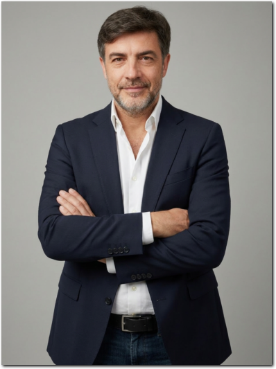 Retrato del autor en tonos azules